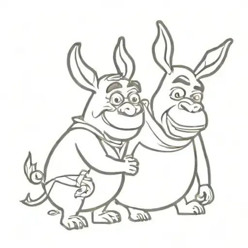 shrek and donkey tattoo design idea