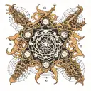 molecyl structure tattoo. Strats from R. R is spreading to 5 different sections, C,A,J,P and T. C spreads out to N and A tattoo design idea