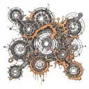 molecyl structure tattoo. Strats from R. R is spreading to 5 different sections, C,A,J,P and T. C spreads out to N and A tattoo design idea