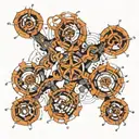 molecyl structure tattoo. Strats from R. R is spreading to 5 different sections, C,A,J,P and T. C spreads out to N and A tattoo design idea