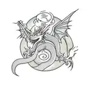 dragon with Jesus Christ on top smoking weed tattoo design idea