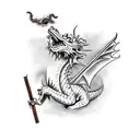 dragon breathing fire with Jesus Christ on top smoking weed tattoo design idea