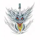 dragon breathing fire with Jesus Christ on top smoking weed tattoo design idea