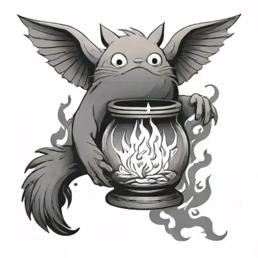 calcifer spirited away on candle tattoo design idea
