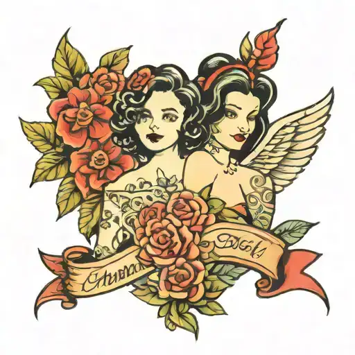 mother daughter tattoo design idea