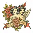 mother daughter tattoo design idea