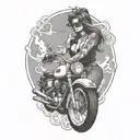 smoking cigarette biker girl riding motorcycles marking tattoo design idea
