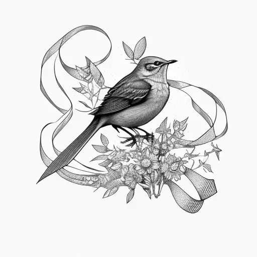Nightingale sings on ribbon  tattoo design idea