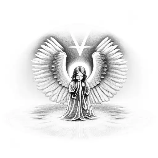 angel in oval photophrame. the photophrame is a mandela artwork tattoo design idea