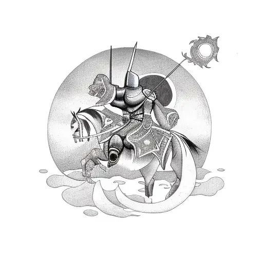 knight with a cresent moon tattoo design idea