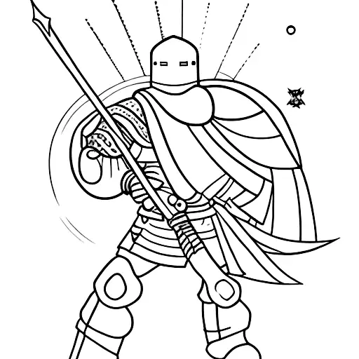knight with a cresent moon tattoo design idea