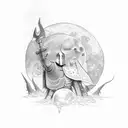 knight with a cresent moon tattoo design idea
