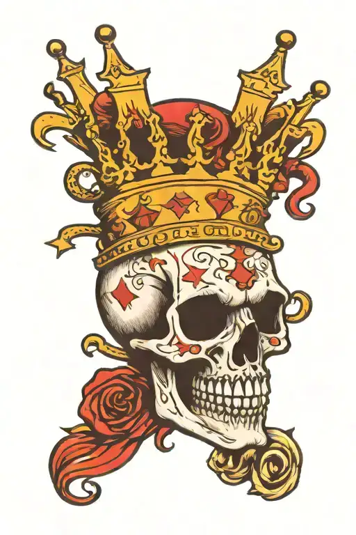 Harley quinn skull wearing a crown tattoo design idea
