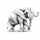 elephant with trees and england tattoo design idea