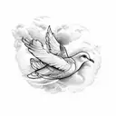 word chosen with a dove and clouds tattoo design idea
