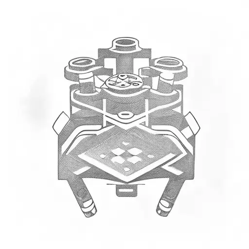 A video game controller intertwined with a car engine tattoo design idea