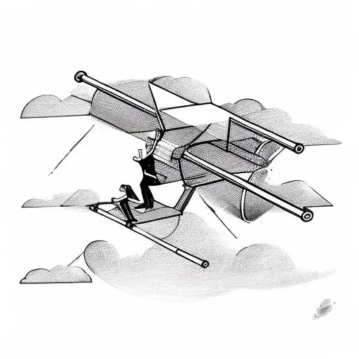 A salesman flying through the sky on a crossfit barbell tattoo design idea