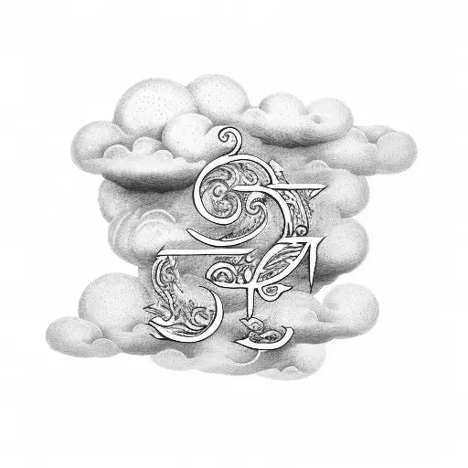 Japanese tattoo with big letters and cloud background  tattoo design idea