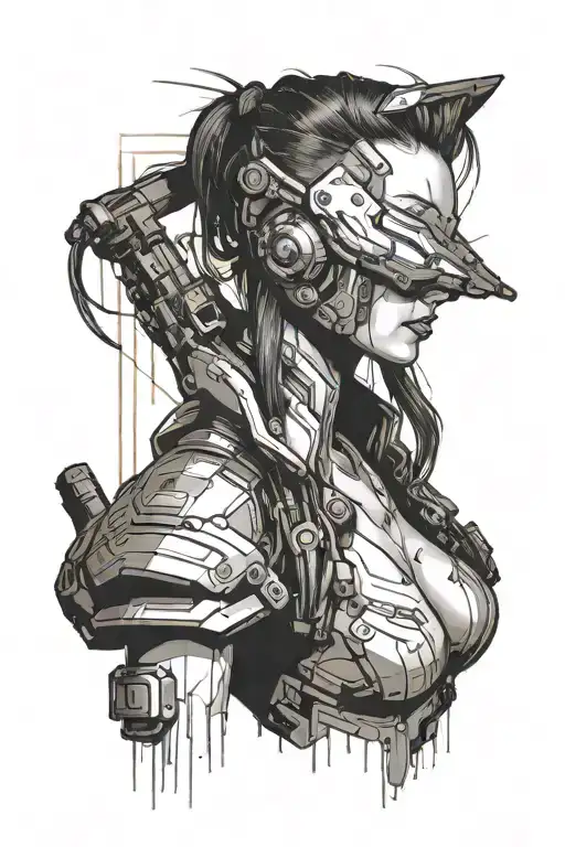 girl cyberpunk 2077 tattoo design idea