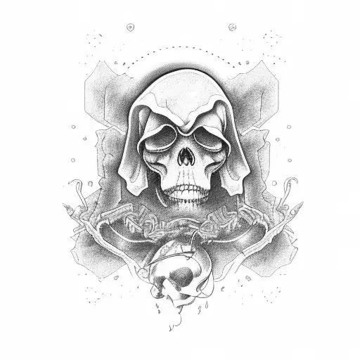 cosmic grim reaper tattoo design idea