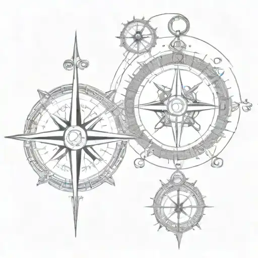 a viking compass with the symbol as the direction North south east west tattoo design idea