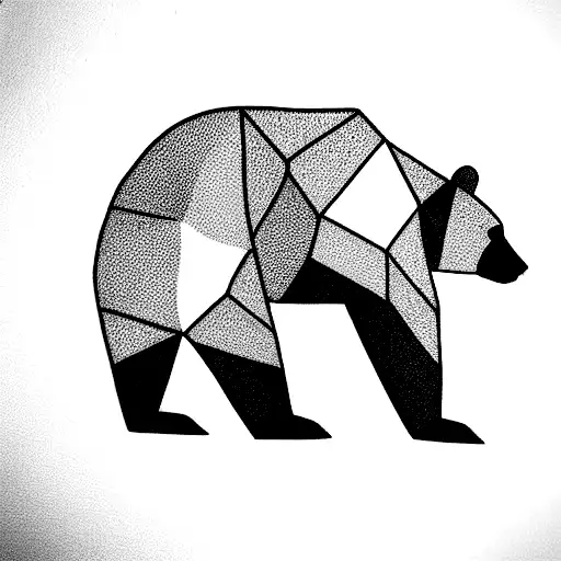 geometric bear walking on all-fours tattoo design idea