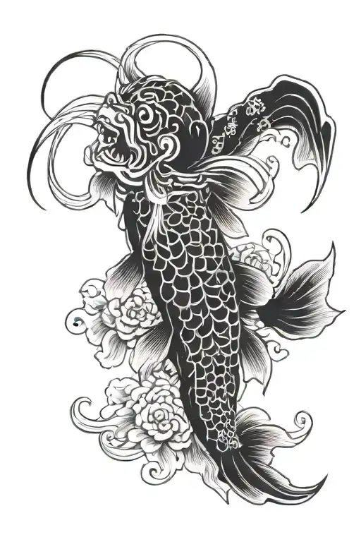 Mascara Oni and a Koi carp tattoo design idea