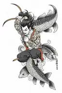 Mascara Oni and a Koi carp tattoo design idea