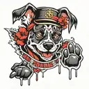 dog paw print and harley quinn logo combined with 50% of each  tattoo design idea