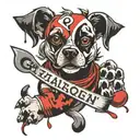dog paw print and harley quinn logo combined with 50% of each  tattoo design idea