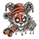 dog paw print and harley quinn logo combined with 50% of each  tattoo design idea