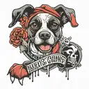 dog paw print and harley quinn logo combined with 50% of each  tattoo design idea