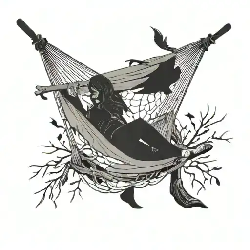 representación de not even ghosts are this empty hammock tattoo design idea
