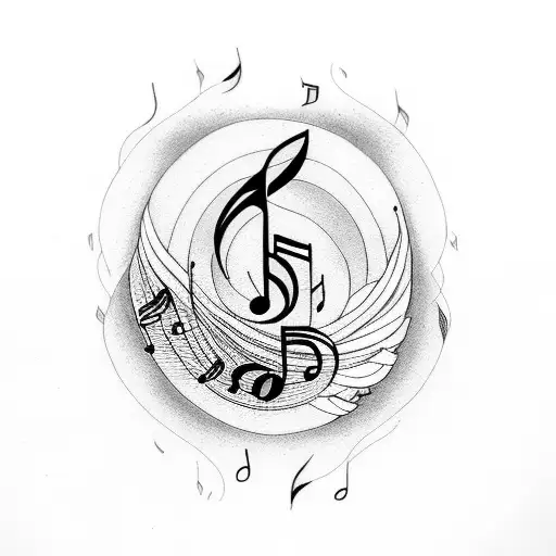 bird outline with music notes inside tattoo design idea