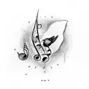 bird outline with music notes inside tattoo design idea