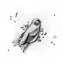 bird outline with music notes inside tattoo design idea