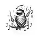 bird with music notes inside  tattoo design idea