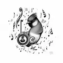 bird with music notes inside  tattoo design idea