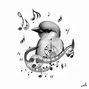 bird with music notes inside  tattoo design idea