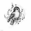bird with music notes inside  tattoo design idea