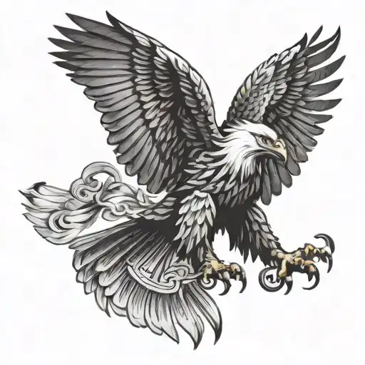 the eagle flies with its wings spread tattoo design idea