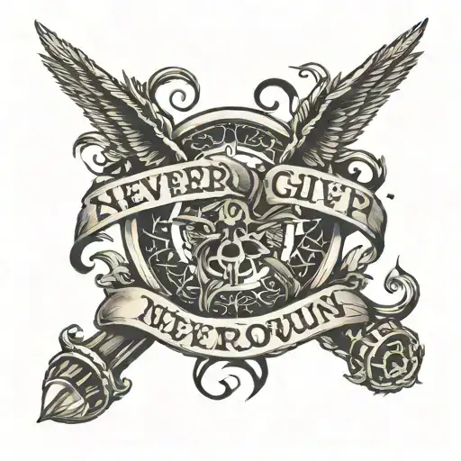 you never give up, never back down  tattoo design idea