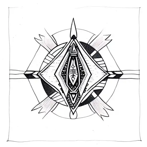 native arrowhead with outline teepee  tattoo design idea
