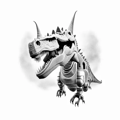 Robotic dinosaur tattoo design idea