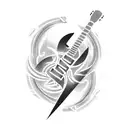 electric guitar with flame  tattoo design idea