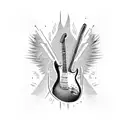 electric guitar with flame  tattoo design idea