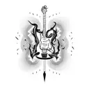 electric guitar with flame  tattoo design idea
