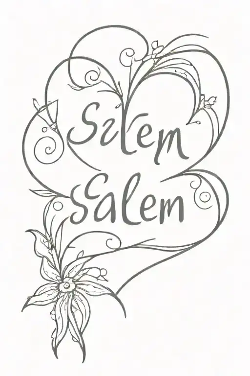 the name Salem with a heart in it  tattoo design idea