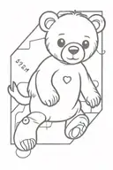the name Salem with a teddy bear incorporated within tattoo design idea