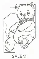 the name Salem with a teddy bear incorporated within tattoo design idea